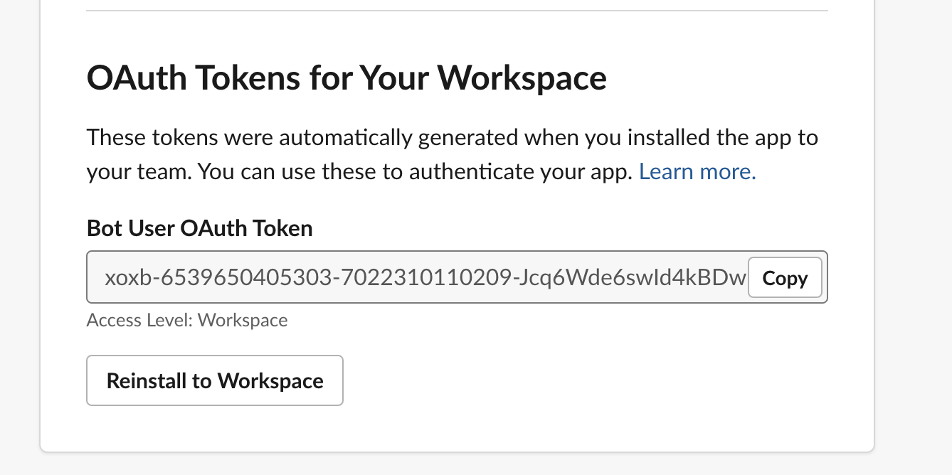 get the oauth token for your workspace