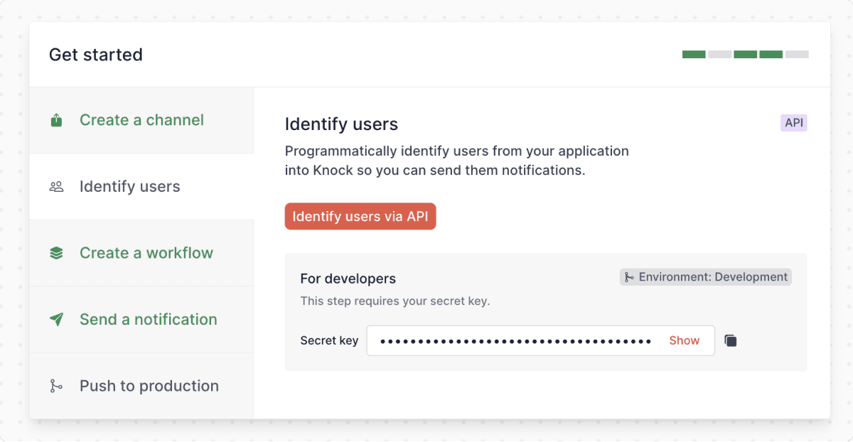 Screenshot of the Knock onboarding flow