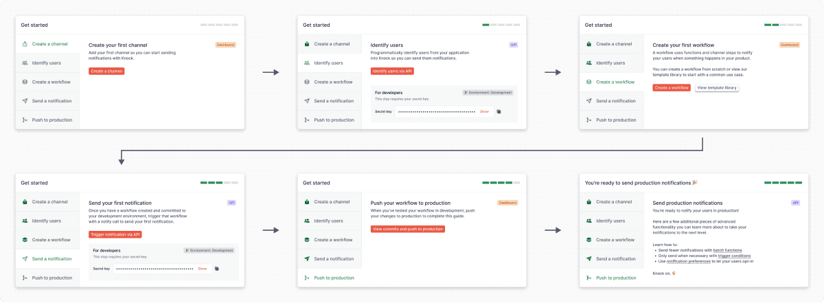 Screenshot of the Knock onboarding flow