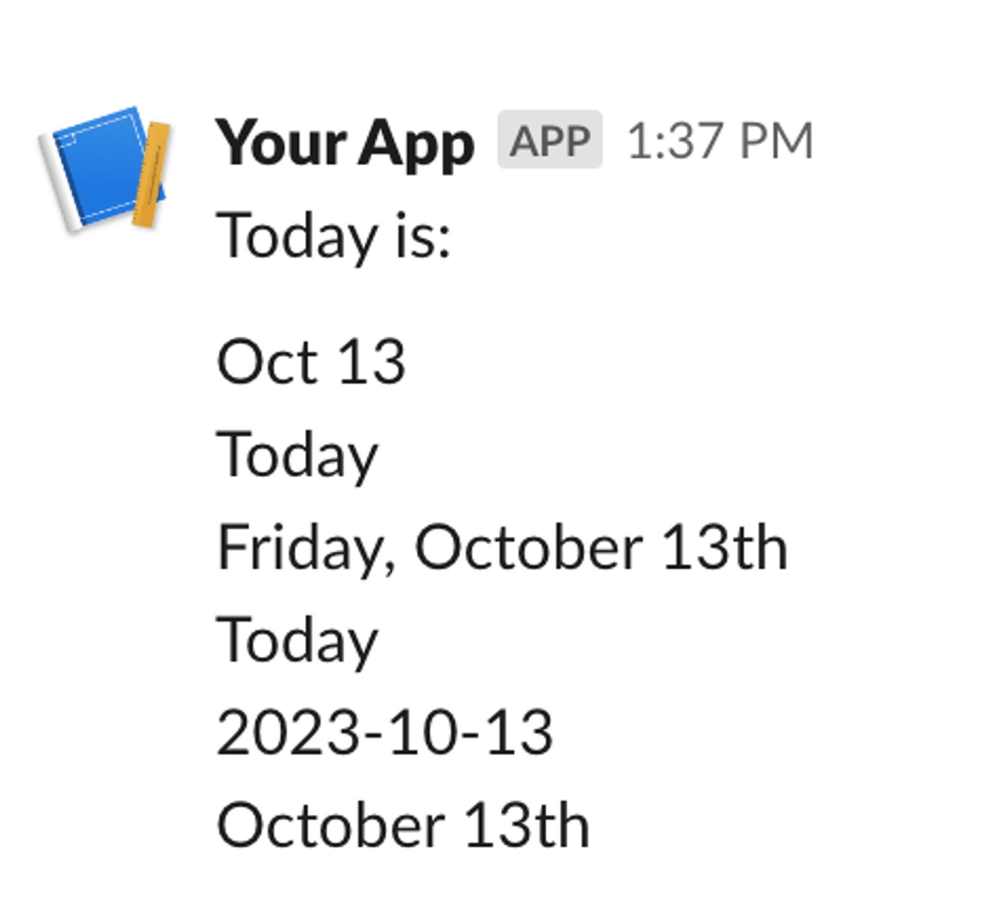 Slack date formatting