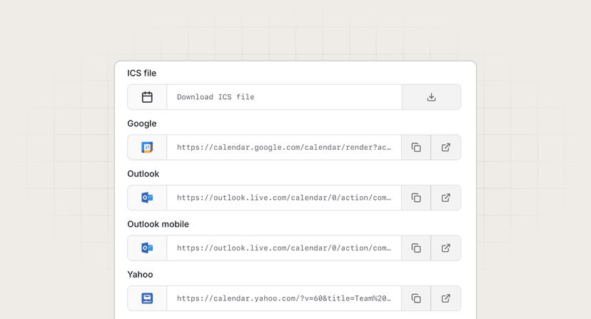 Calendar link generator preview
