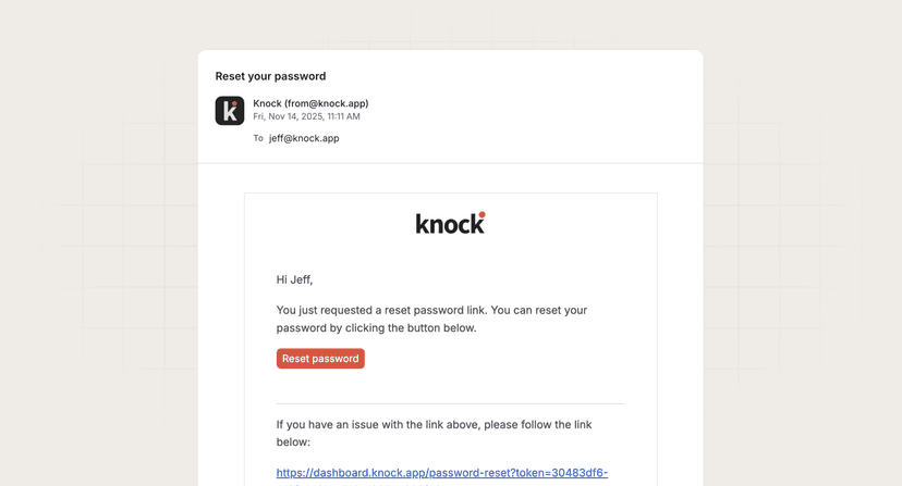 Reset password preview
