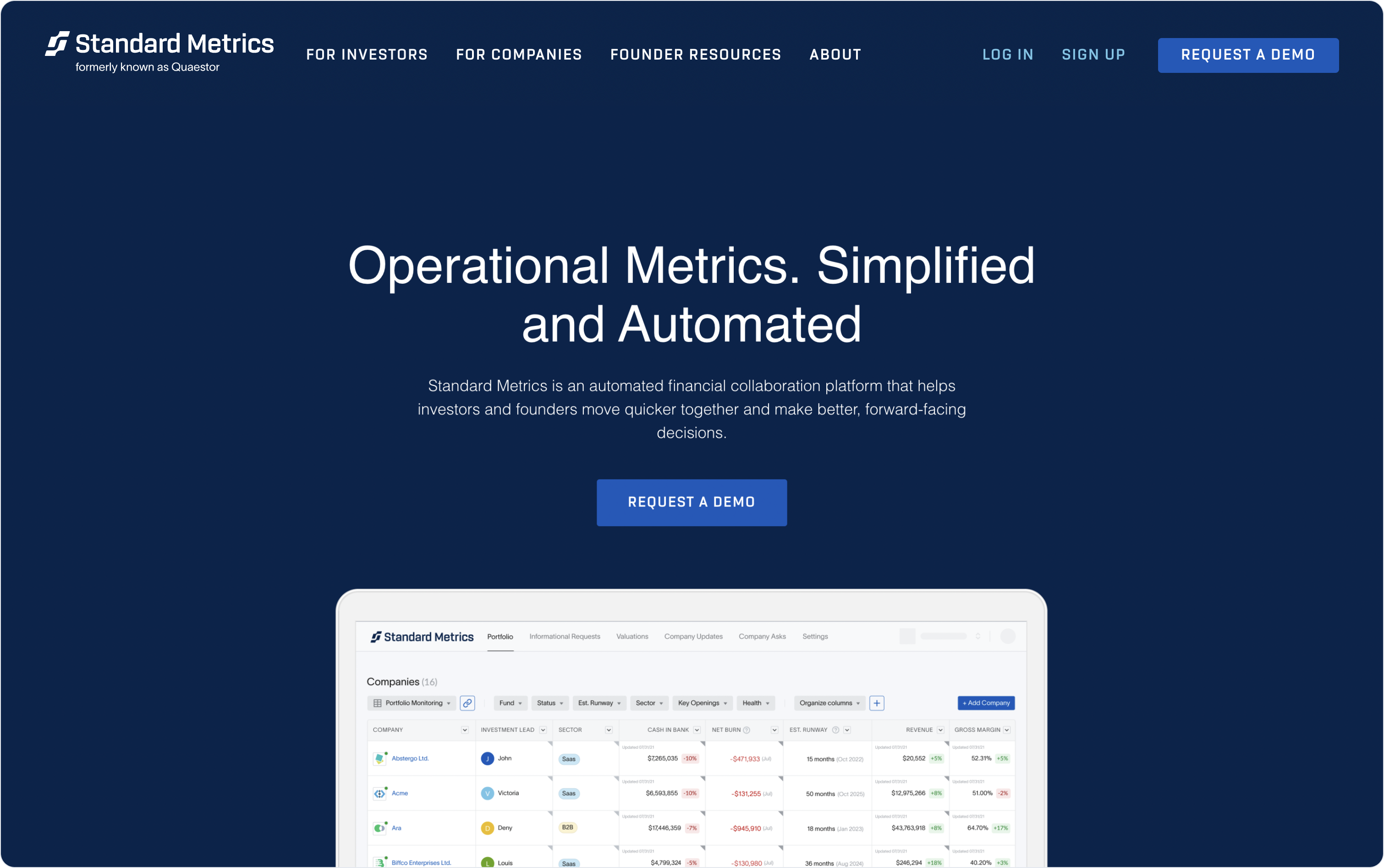 Standard Metrics homepage