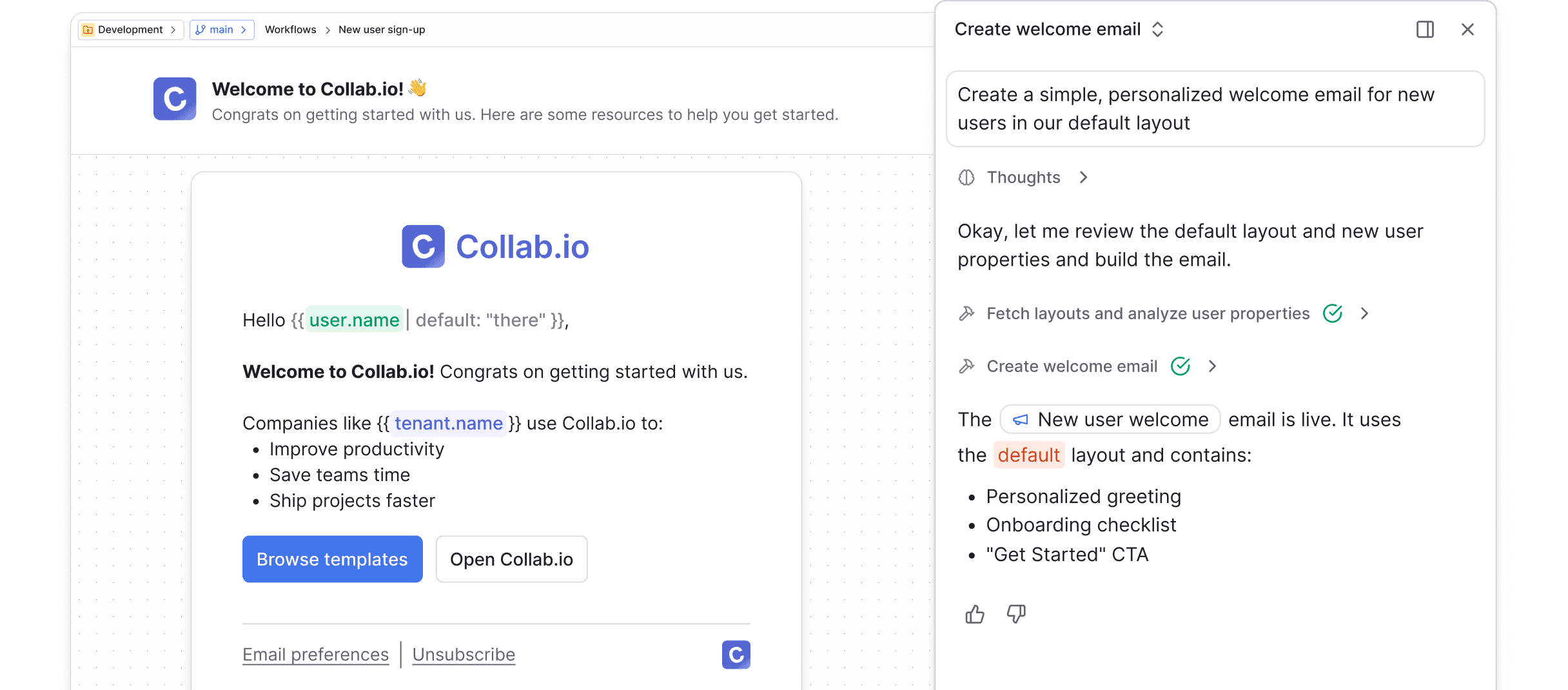 Generate templates with a prompt.