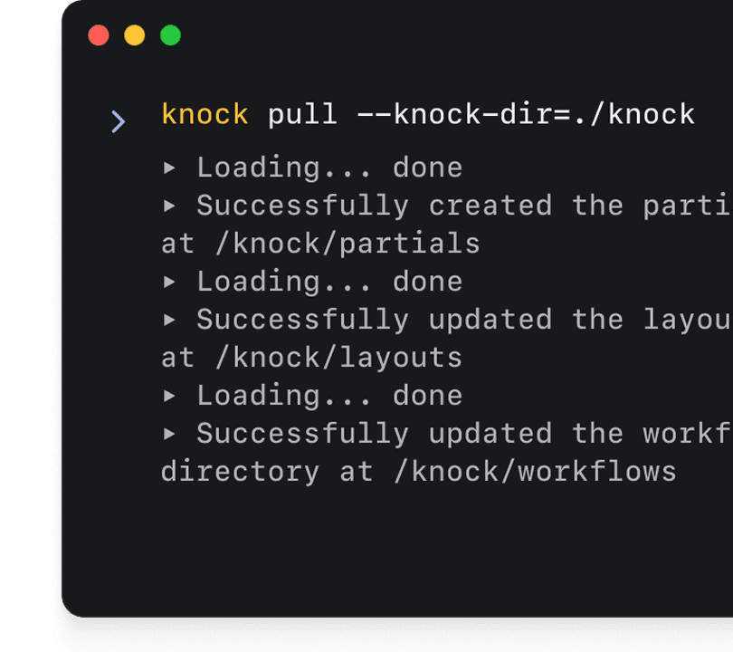 Pull Knock templates into your preferred AI tools with a single command.