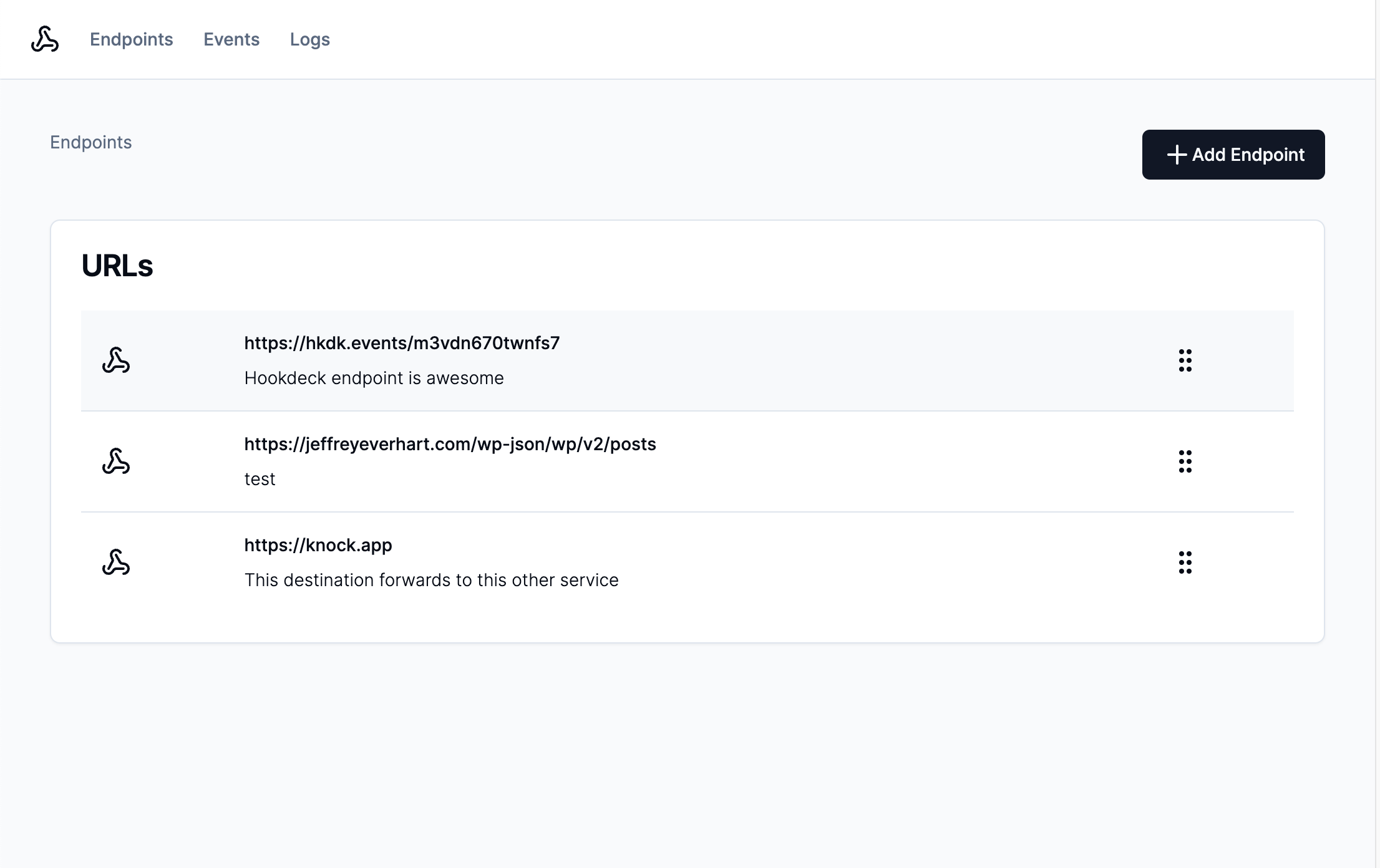 A webhook dashboard