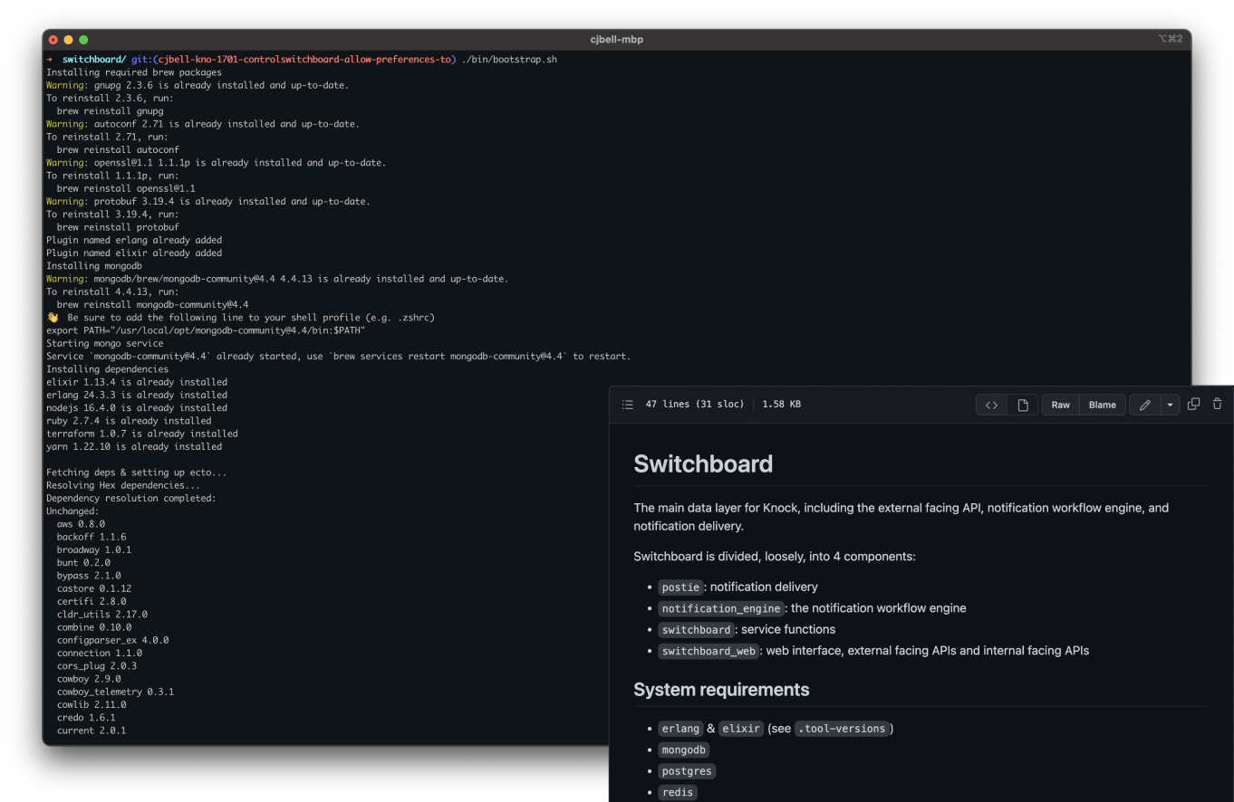 Running bin/bootstrap.sh in our of our repositories