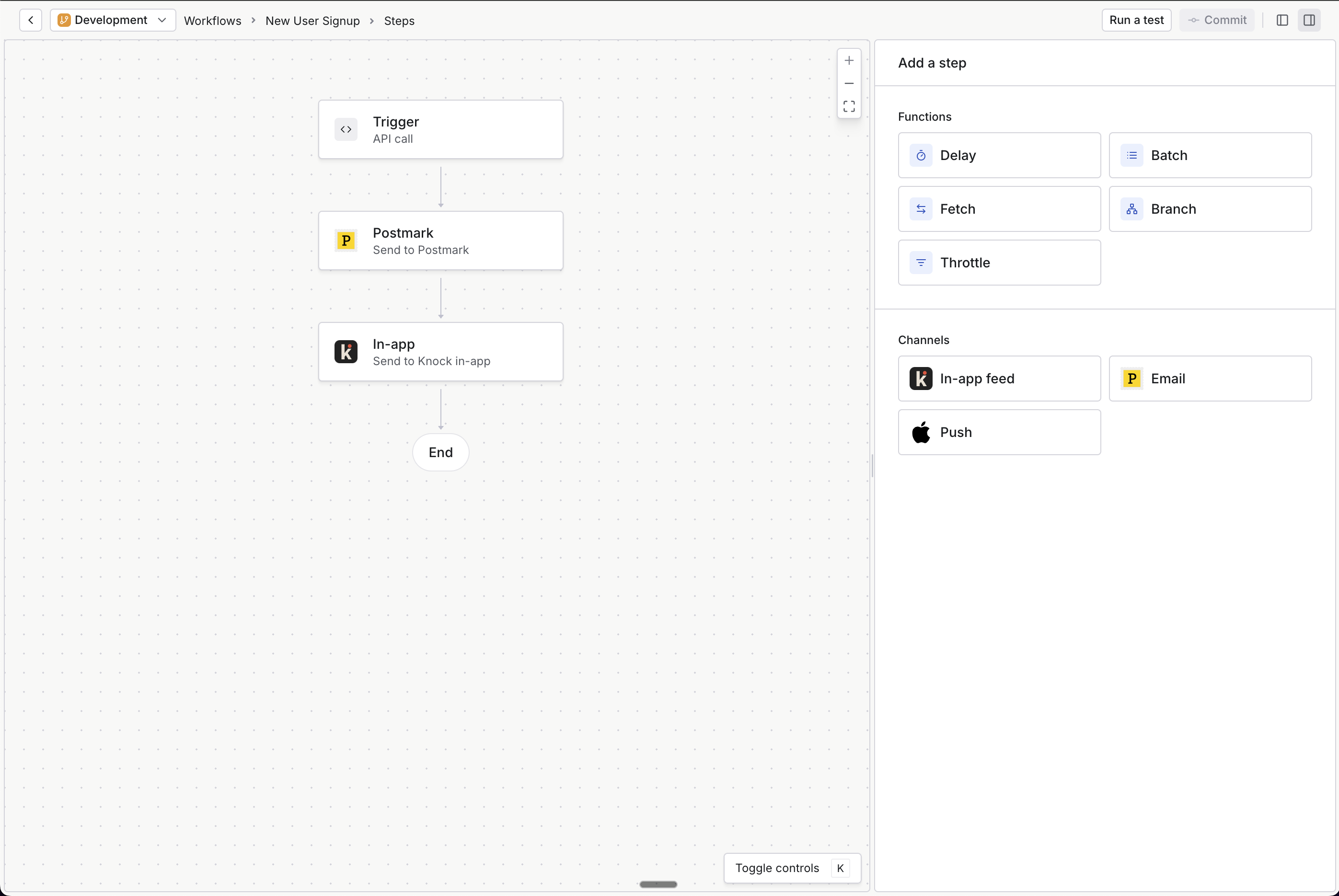 A workflow diagram showing new user signup communications.