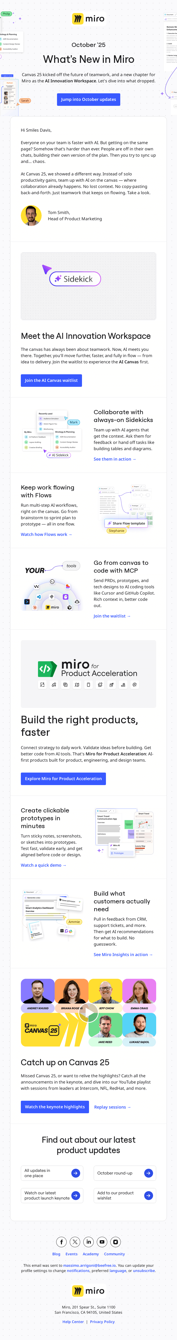 An example newsletter from Miro