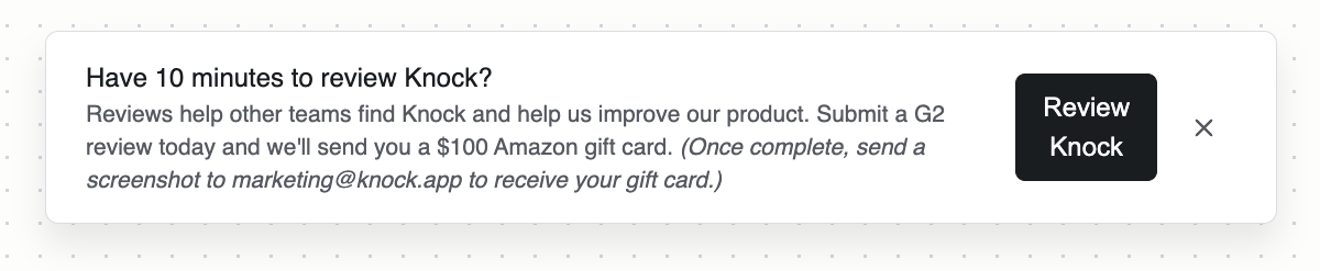 Knock’s NPS survey review request workflow
