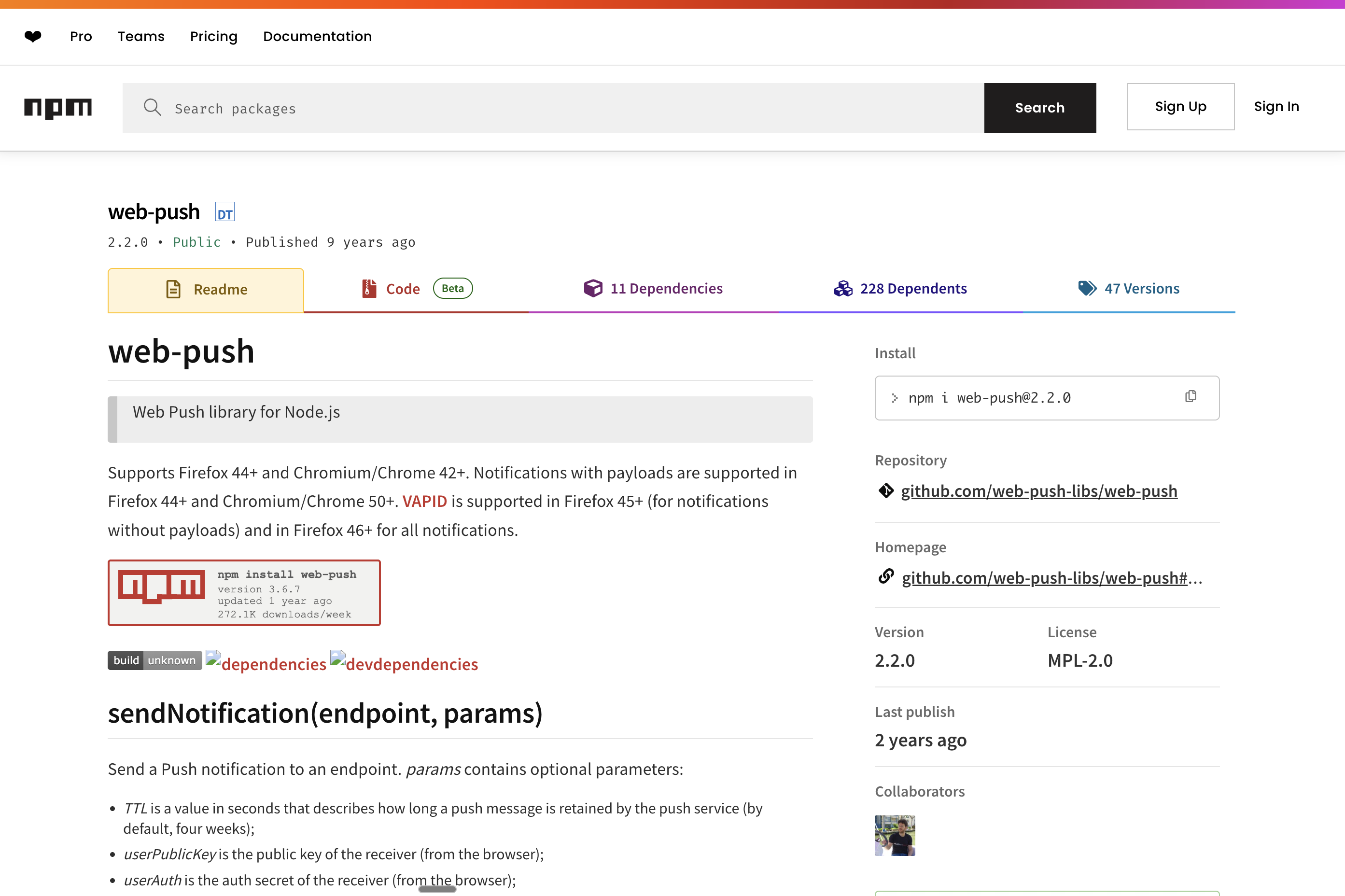 Web Push website