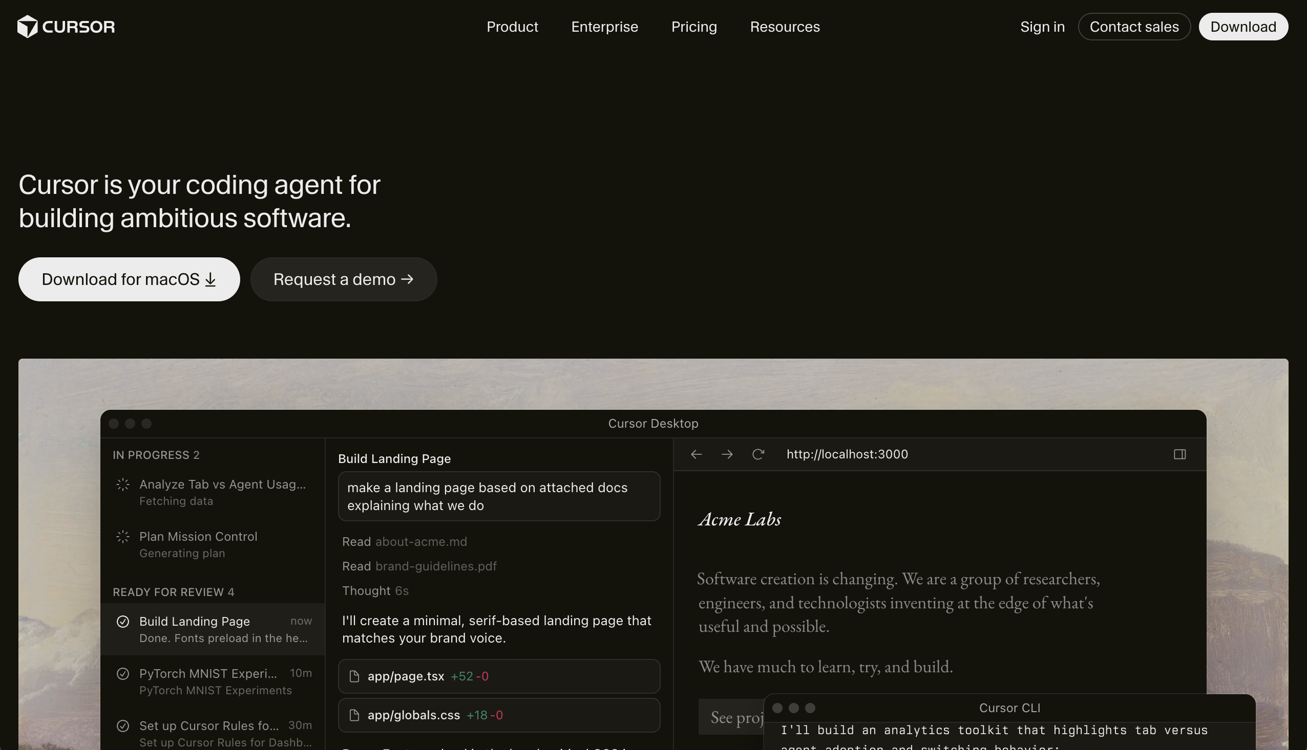 Cursor AI code editor interface