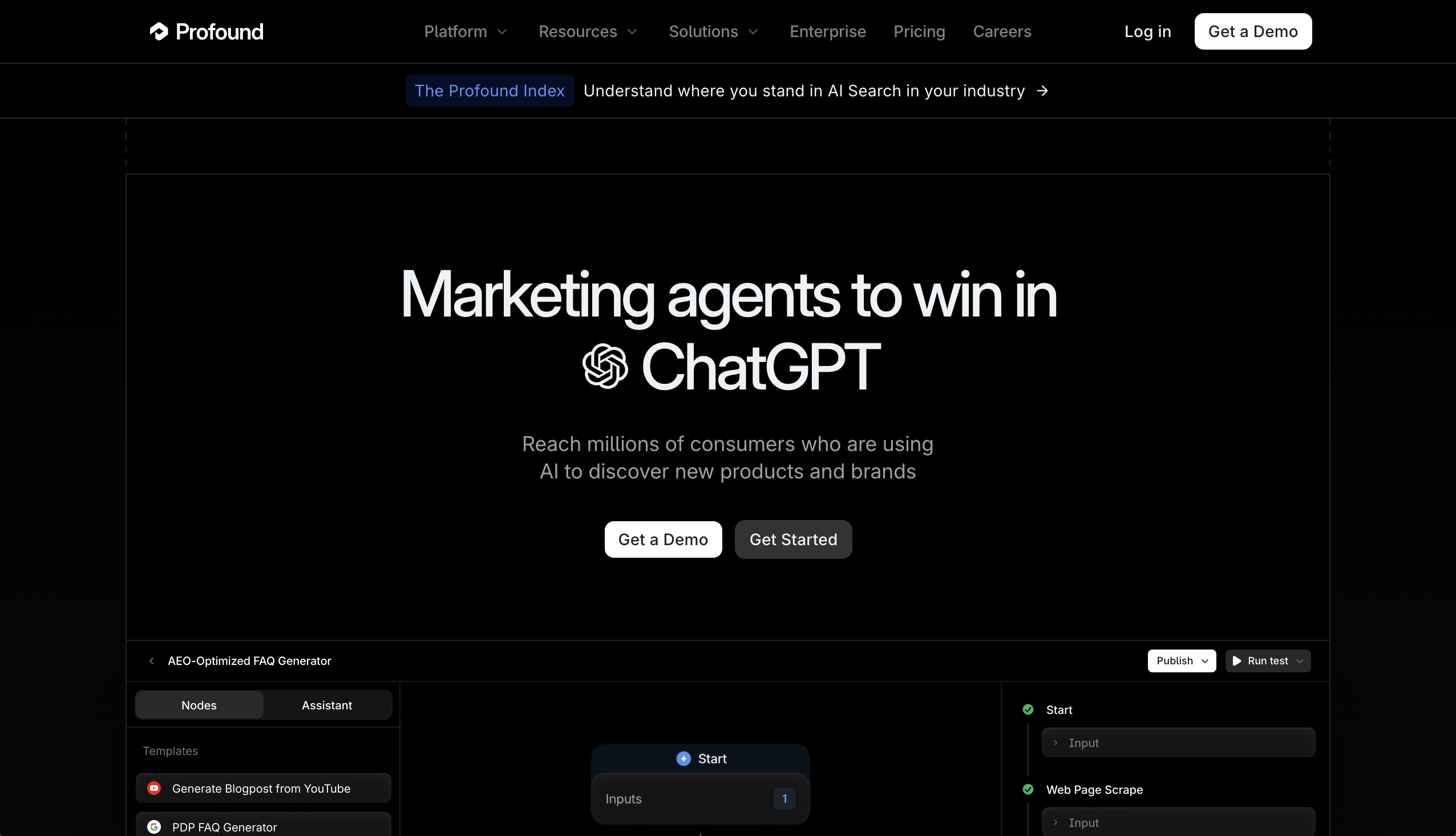 Profound AEO dashboard showing brand mentions