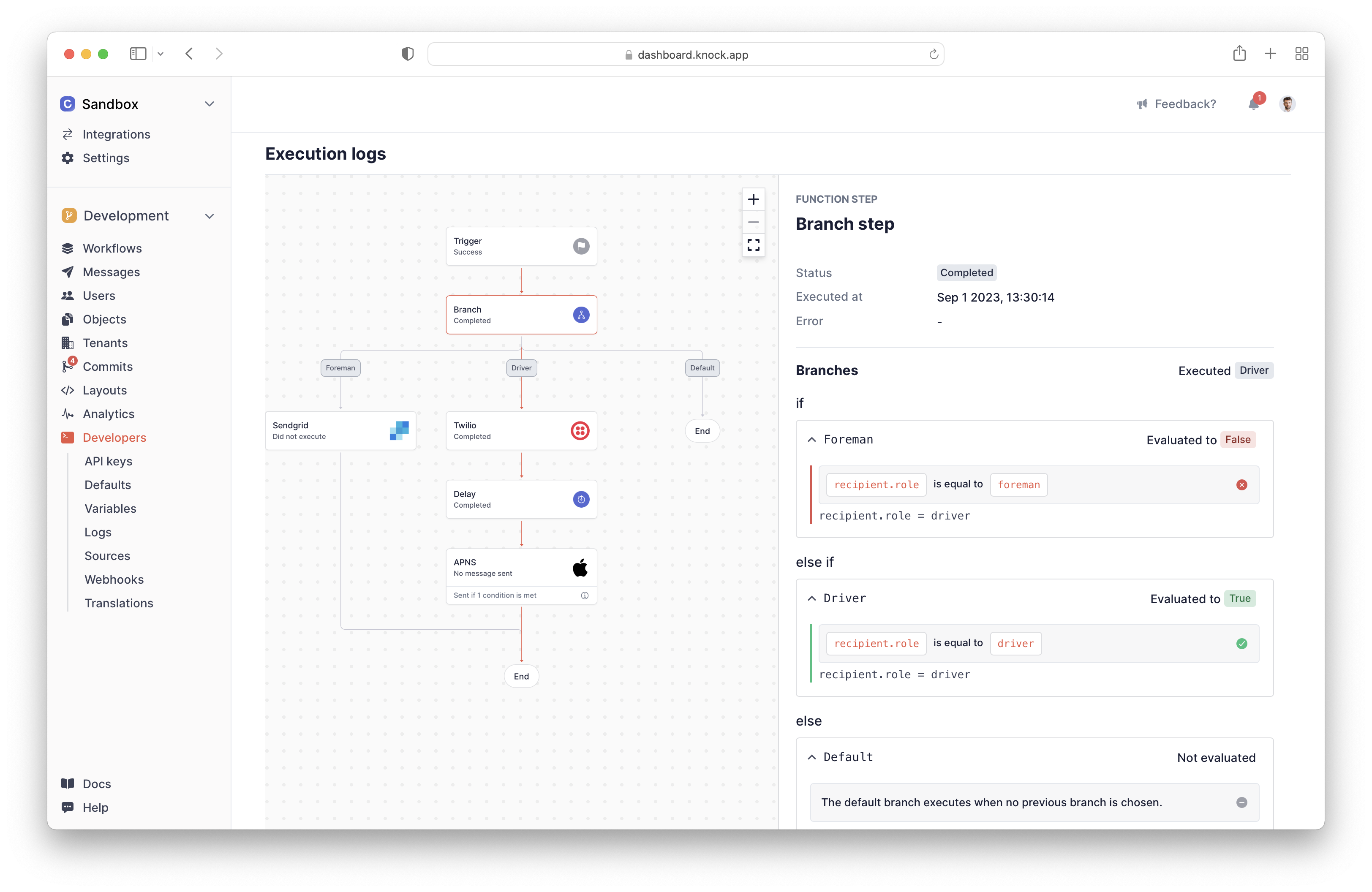 New debugging view in workflows