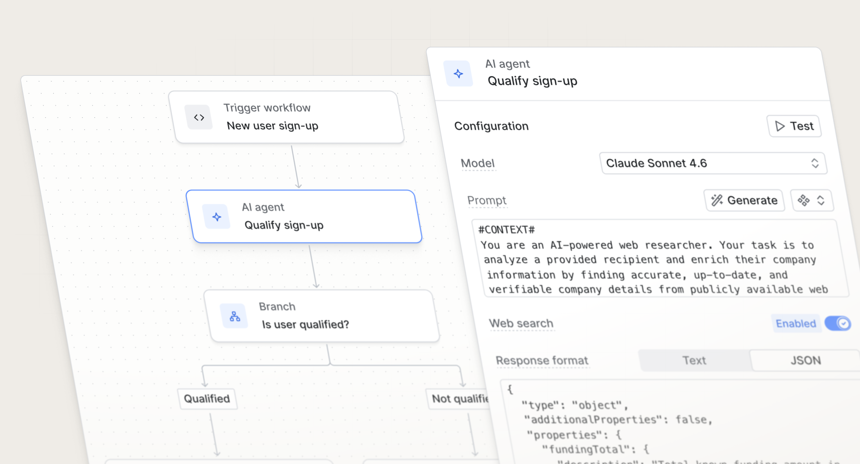 AI agent function in a Knock workflow